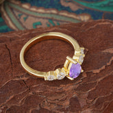 Pear Cut 3 Prong Classic Amethyst Wedding Ring Promise Side Stone Anniversary Ring